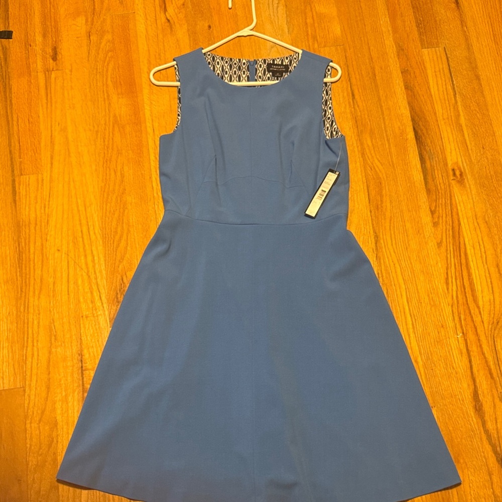 Tahari Blue Sleeveless Midi Dress